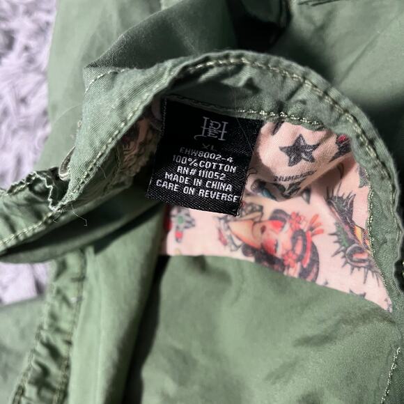 Ed Hardy Women's Cotton Peacock Poplin Wide Lego Khaki Cargo Pant Women’s XL - Picture 7 of 11